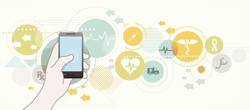 illustrations of healthcare with mobile device