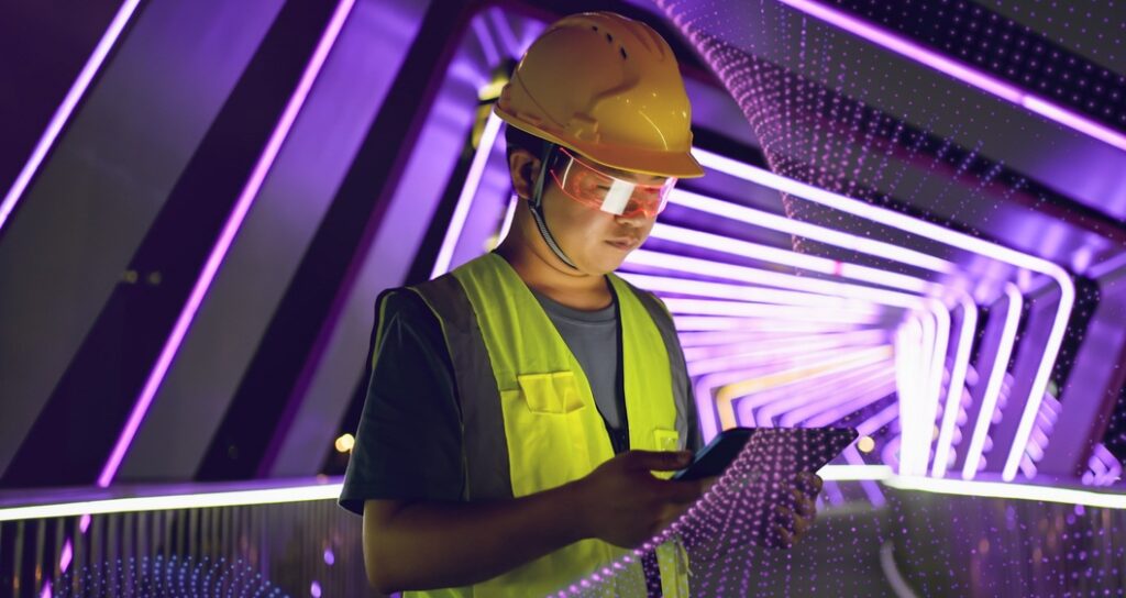 field engineer on tablet