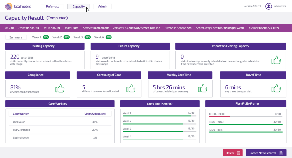 Capacity Checking Reablement Solution Demo | Totalmobile