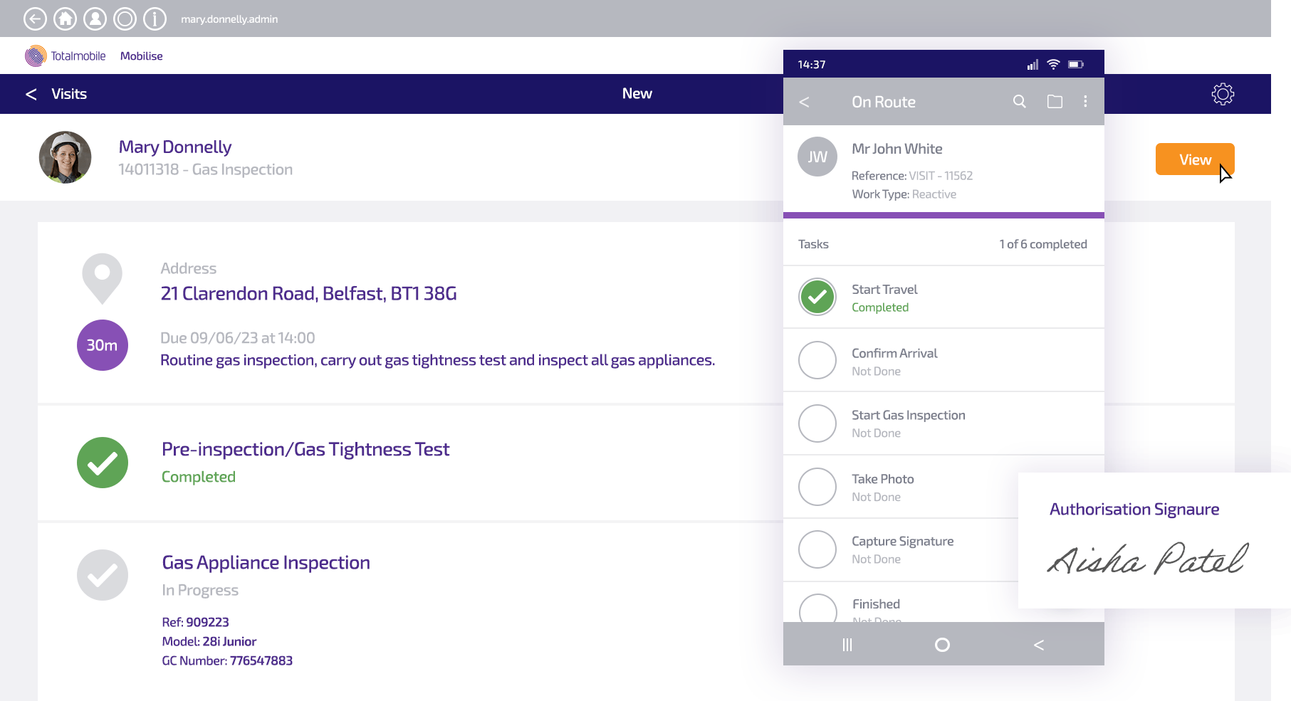 Mobile Working dashboard, the fsm solution